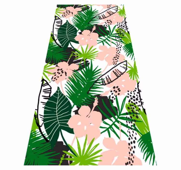 Tapis vinyle nature motif tropical feuillage et fleurs - TenStickers