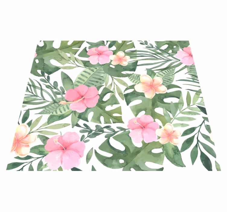 Tapis vinyle nature motif floral tropical - TenStickers