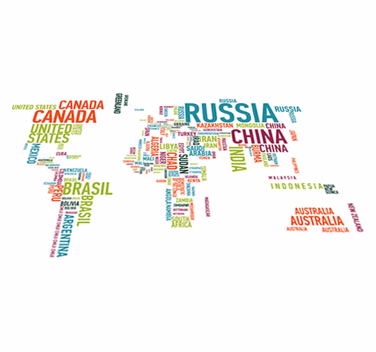 Tapis vinyle carte du monde pays colorés avec fond - TenStickers
