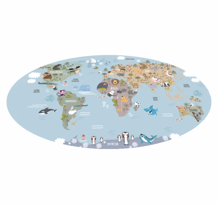 Tapis vinyle carte du monde pastel enfantin - TenStickers