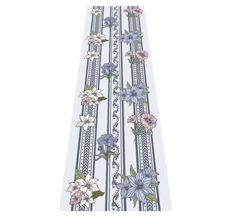 Tapis vinyle vintage design rayé floral vintage - TenStickers