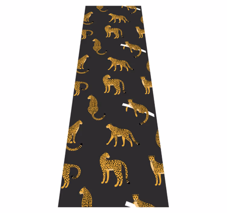 Tapis vinyle animal léopards sur fond noir - TenStickers