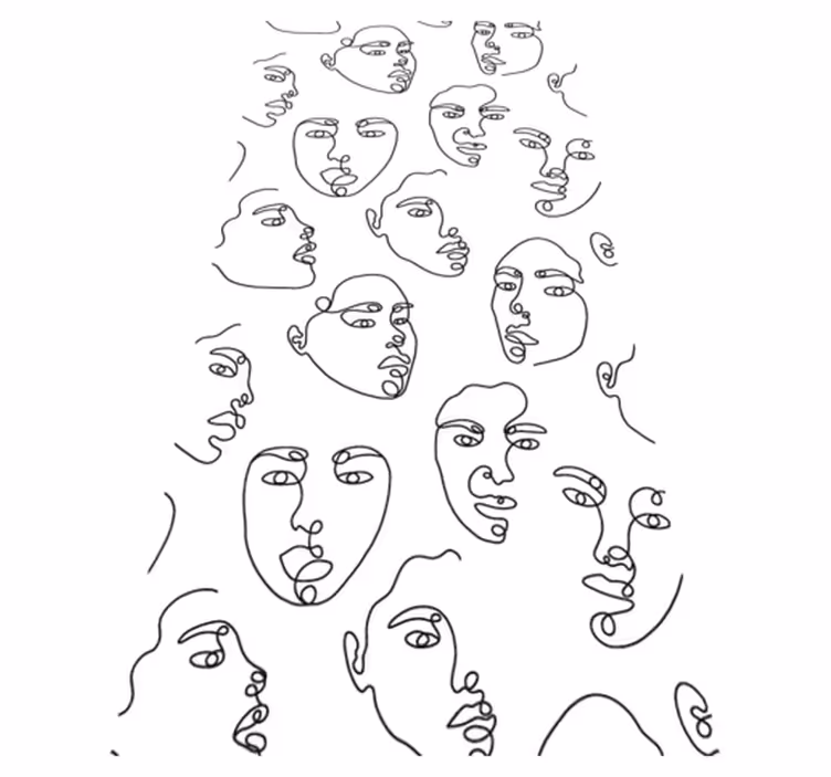 Tapis vinyle design moderne motif visages en ligne - TenStickers
