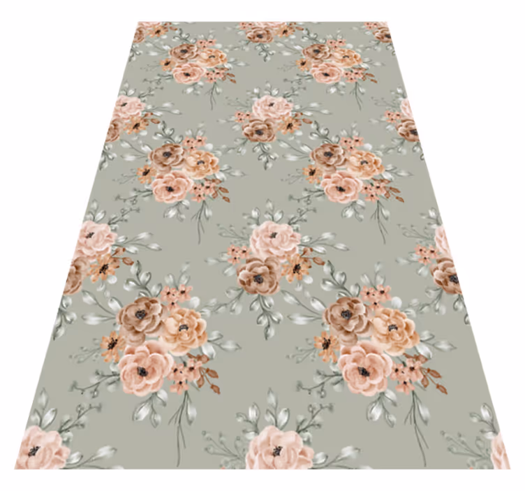 Tapis vinyle vintage roses vintage sur fond vert menthe - TenStickers