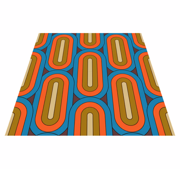 Tapis vinyle vintage bleu arrondi rétro - TenStickers