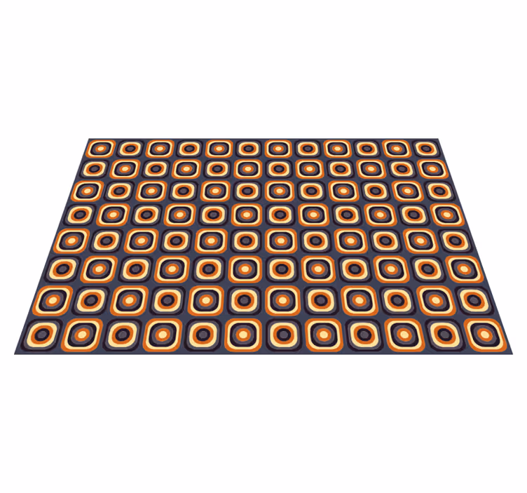Tapis vinyle vintage carrés cercles des années 70 - TenStickers