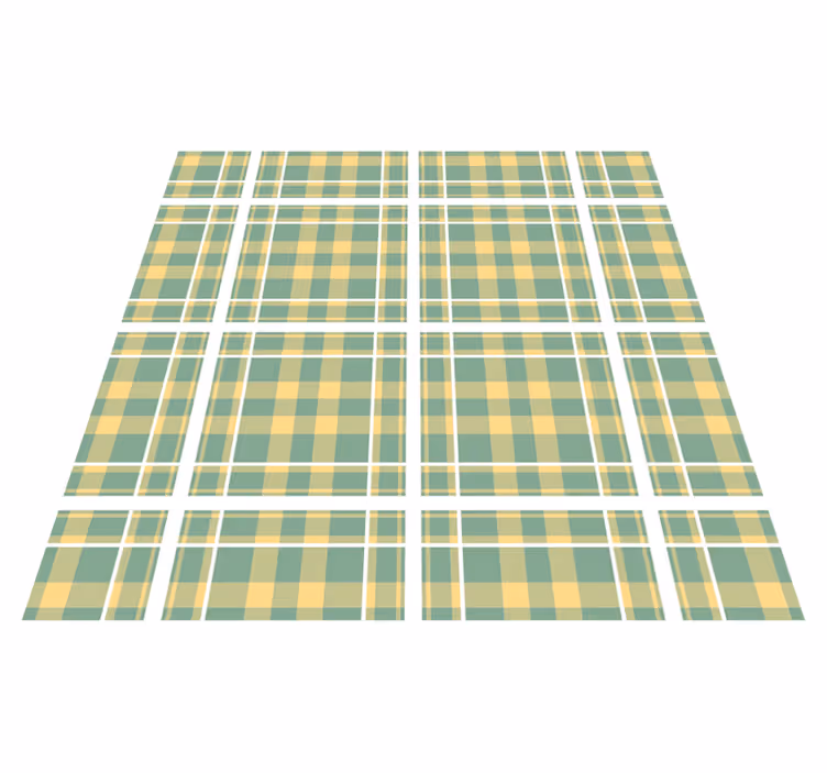 Tapis vinyle vintage motif vichy jaune vert blanc - TenStickers