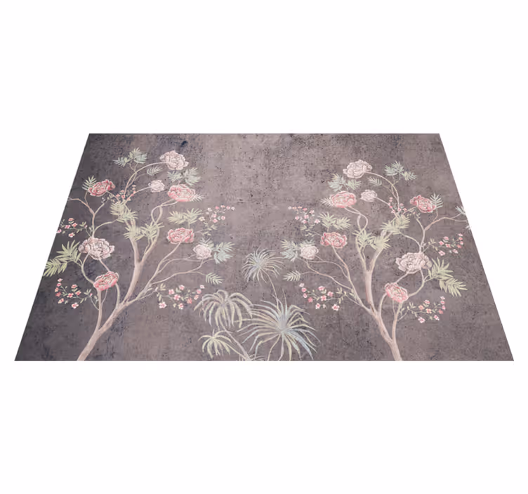 Tapis vinyle vintage arbre rose style vintage - TenStickers
