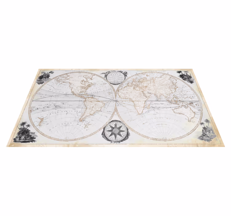 Tapis vinyle carte du monde aquarelle vintage - TenStickers