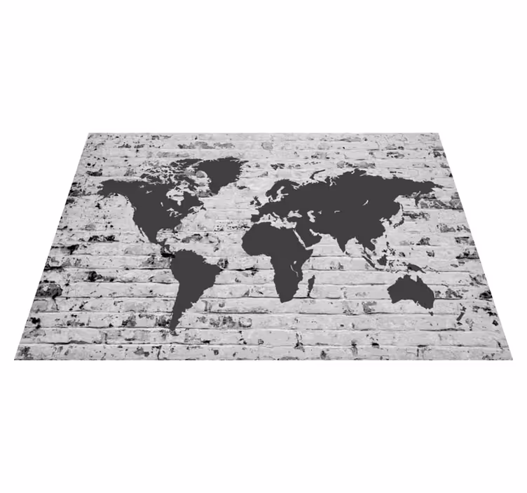 Tapis vinyle carte du monde murale en briques blanches - TenStickers