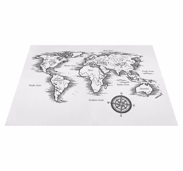 Tapis vinyle carte du monde dessin élégant - TenStickers