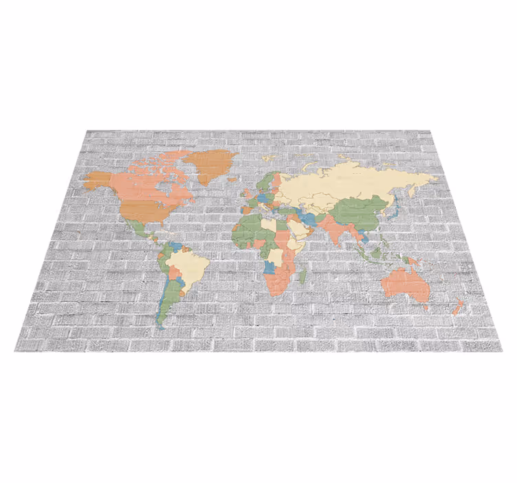 Tapis vinyle carte du monde motif pierre vintage - TenStickers