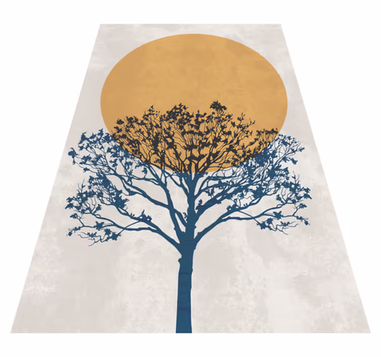Tapis vinyle fleurs et plantes arbre au lever du soleil - TenStickers