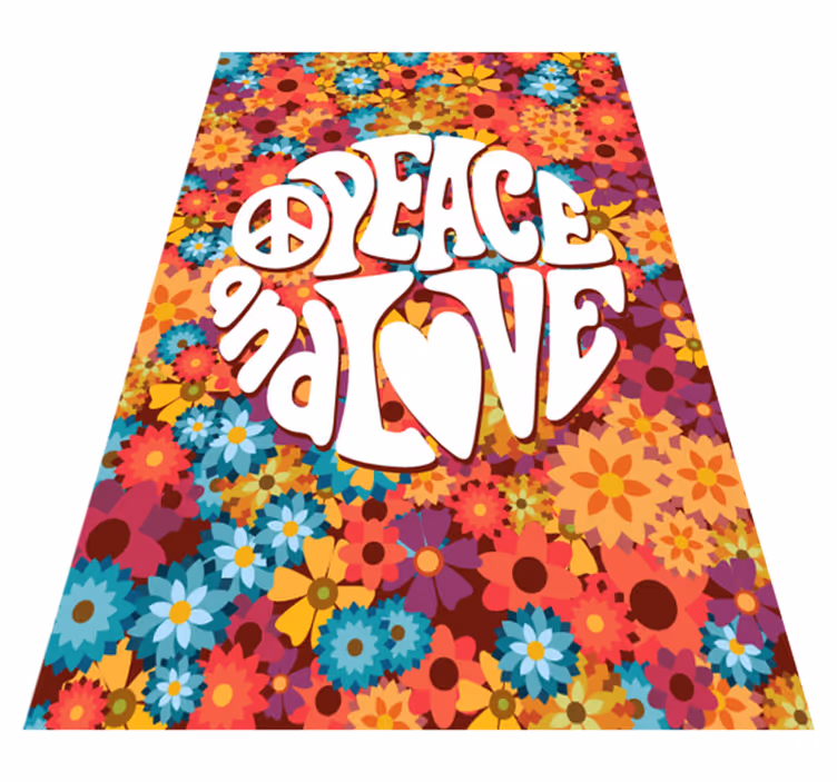 Tapis vinyle fleurs et plantes paix et amour - TenStickers