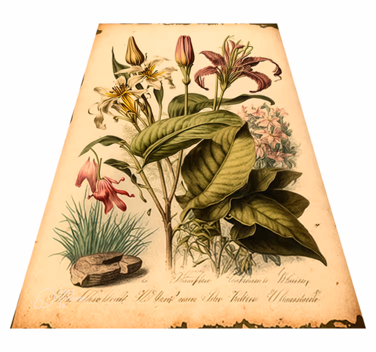 Tapis vinyle fleurs et plantes impression botanique vintage - TenStickers