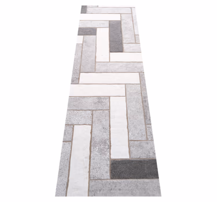 Tapis vinyle texture motif chevrons gris-brun froid - TenStickers