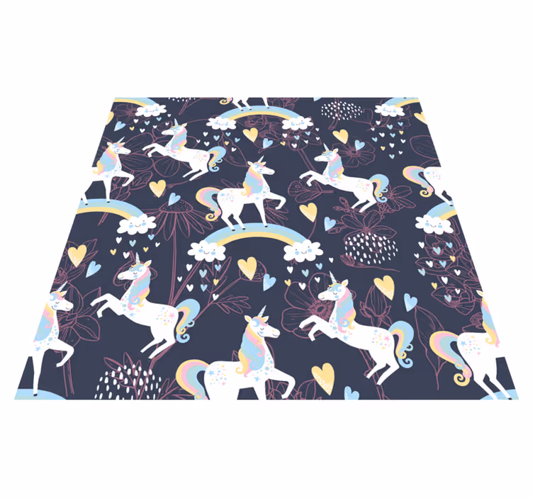 Tapis vinyle pour enfants motifs floraux licornes roses - TenStickers