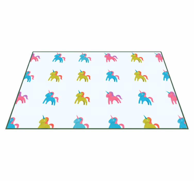 Tapis vinyle pour enfants licornes colorées fond bleu clair - TenStickers