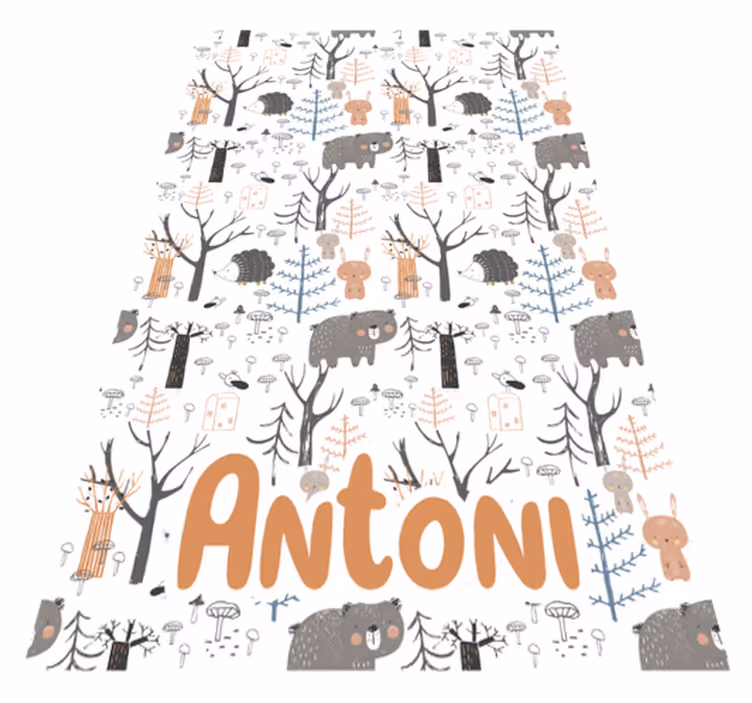 Tapis vinyle pour enfants forêt scandinave avec animaux - TenStickers