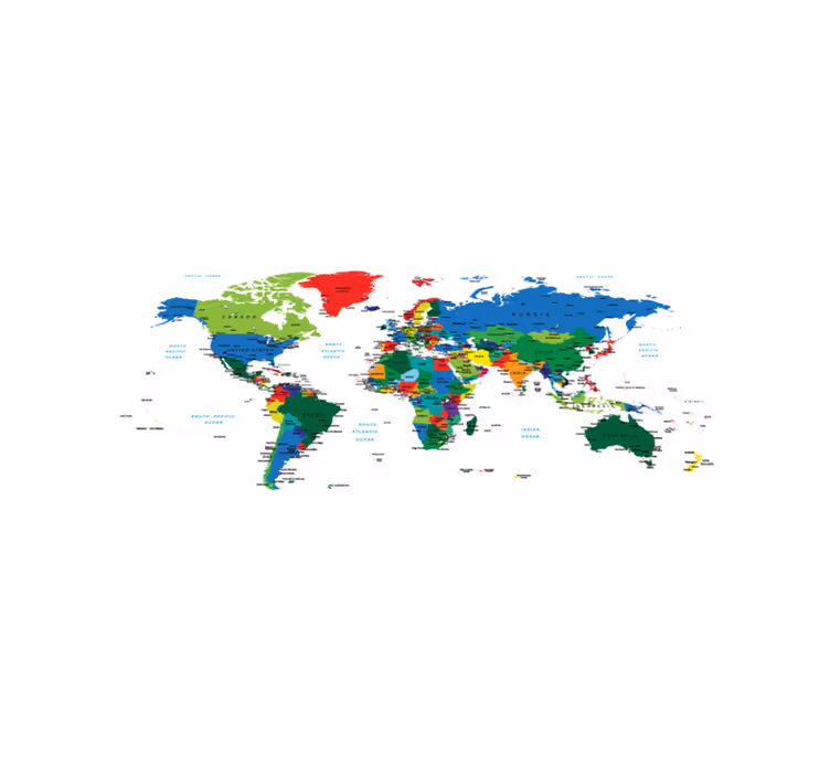Tapis vinyle carte du monde cartographie politique - TenStickers