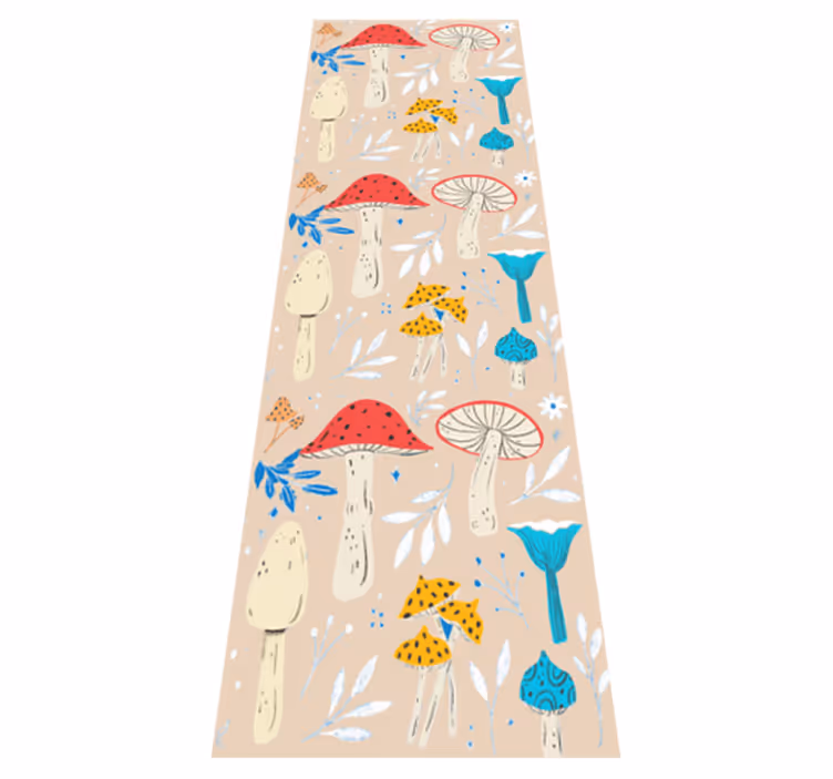 Tapis vinyle salon champignons classiques fond beige - TenStickers