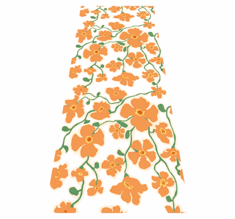Tapis vinyle salon fleurs marguerites vertes et oranges - TenStickers