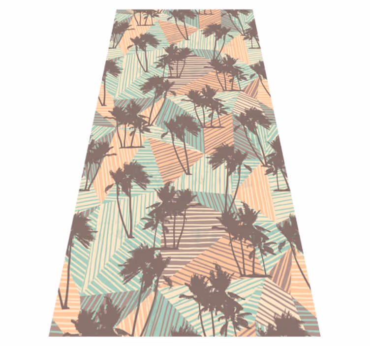 Tapis vinyle salon motif tropical palmiers et triangles - TenStickers