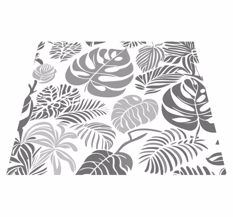 Tapis vinyle gris feuilles de monstera - TenStickers