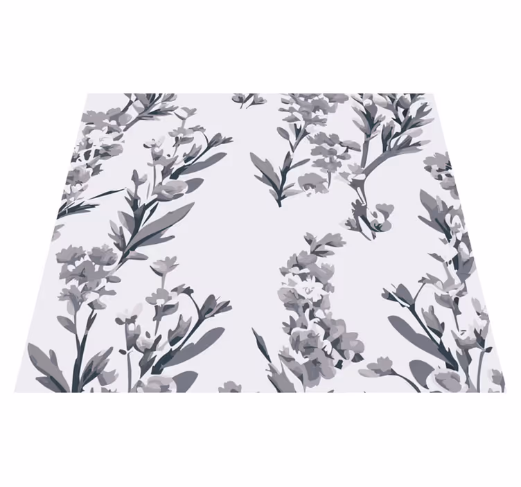 Tapis vinyle gris design floral - TenStickers