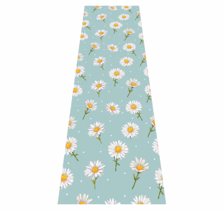 Tapis vinyle couloir motif fleurs marguerites - TenStickers