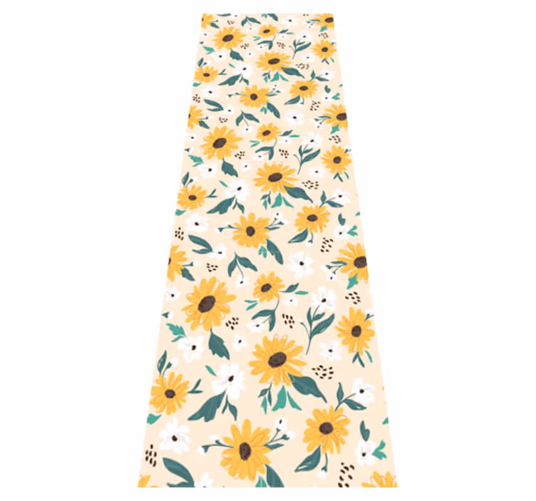 Tapis vinyle couloir fond beige tournesol - TenStickers