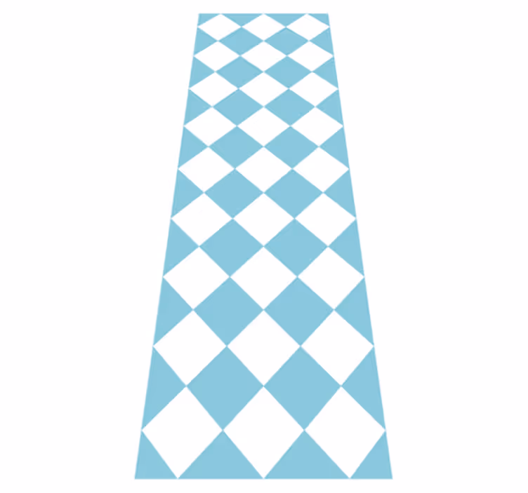 Tapis vinyle couloir design à carreaux bleu et blanc - TenStickers