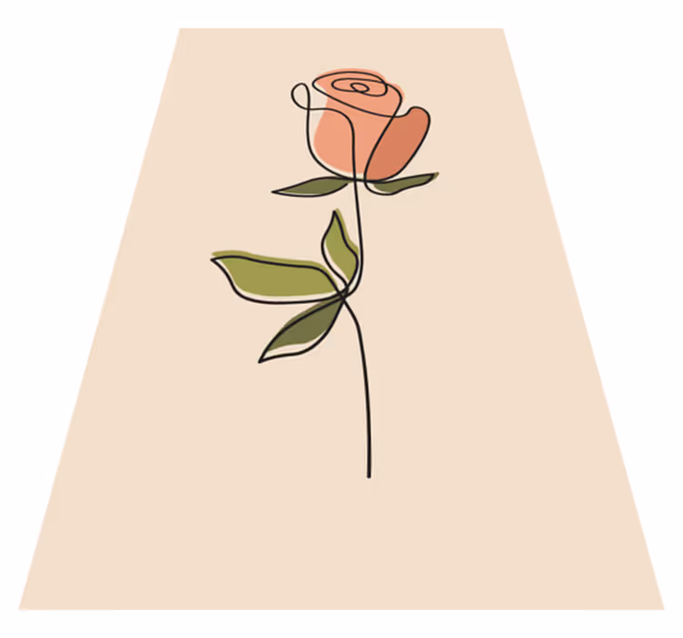 Tapis vinyle beige motif fleurs en ligne continue - TenStickers