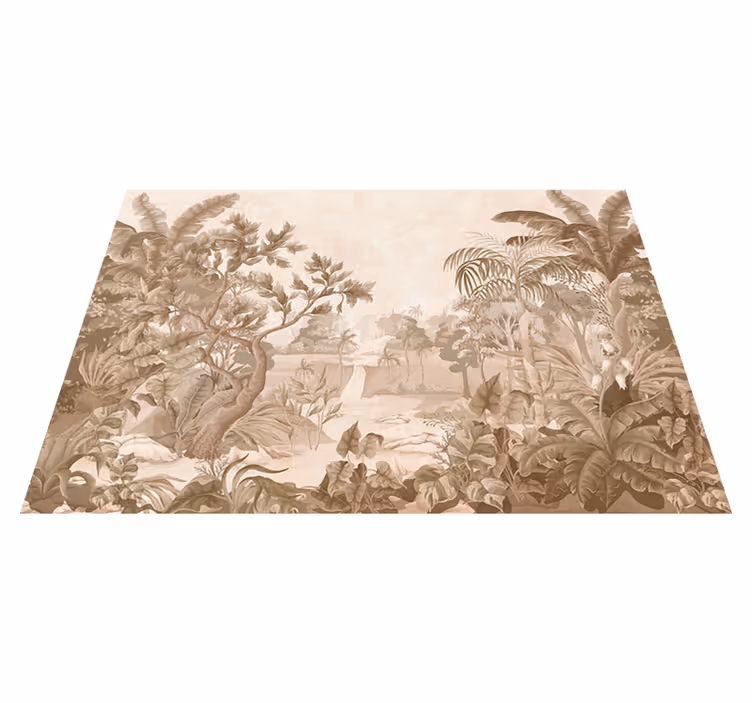 Tapis vinyle beige vues d'une jungle tropicale - TenStickers