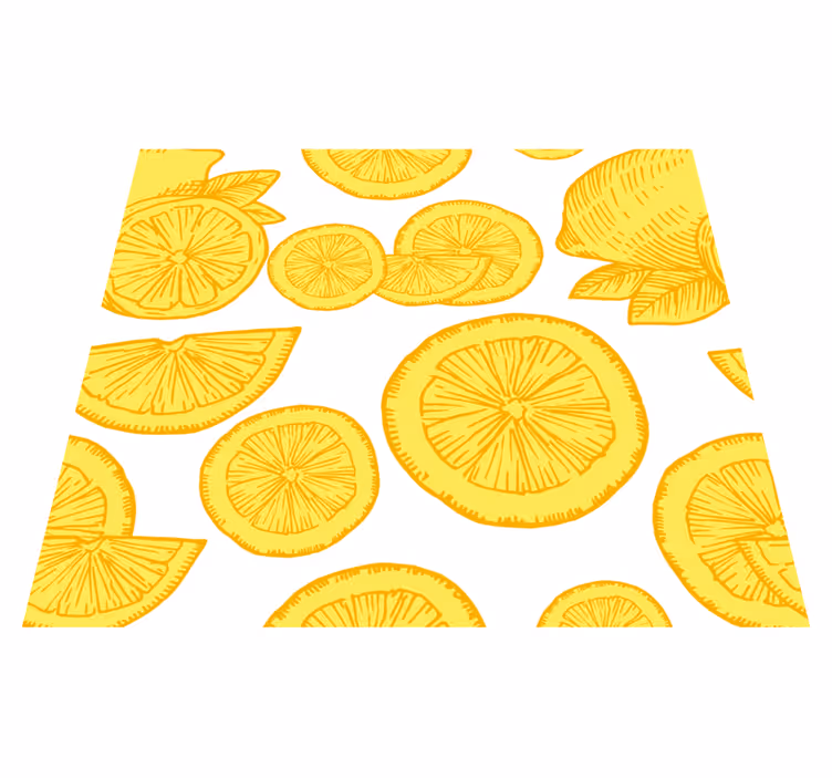 Tapis vinyle jaune croquis d'orange et de citron - TenStickers