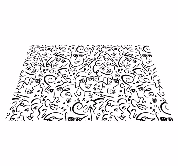 Tapis vinyle blanc art graffiti noir et blanc - TenStickers