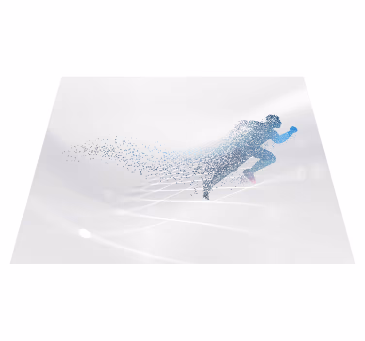 Tapis vinyle blanc motif abstrait dynamique - TenStickers