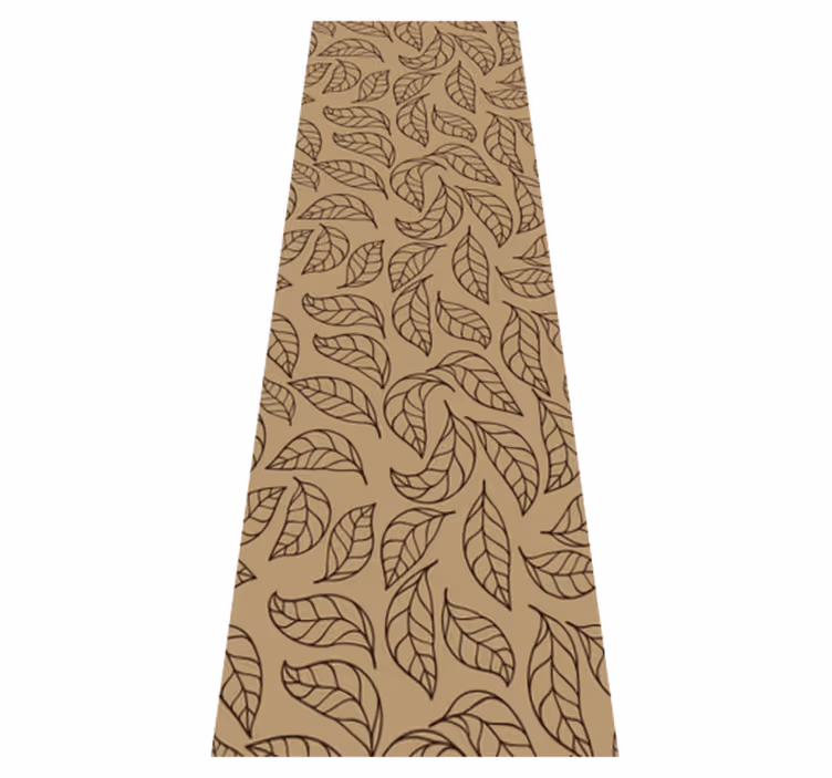 Tapis vinyle marron feuilles minimalistes sur tons terre - TenStickers