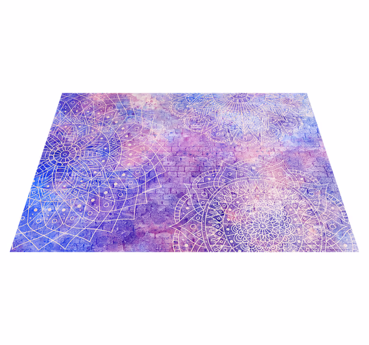 Tapis vinyle violet mur en briques avec motif mandala - TenStickers