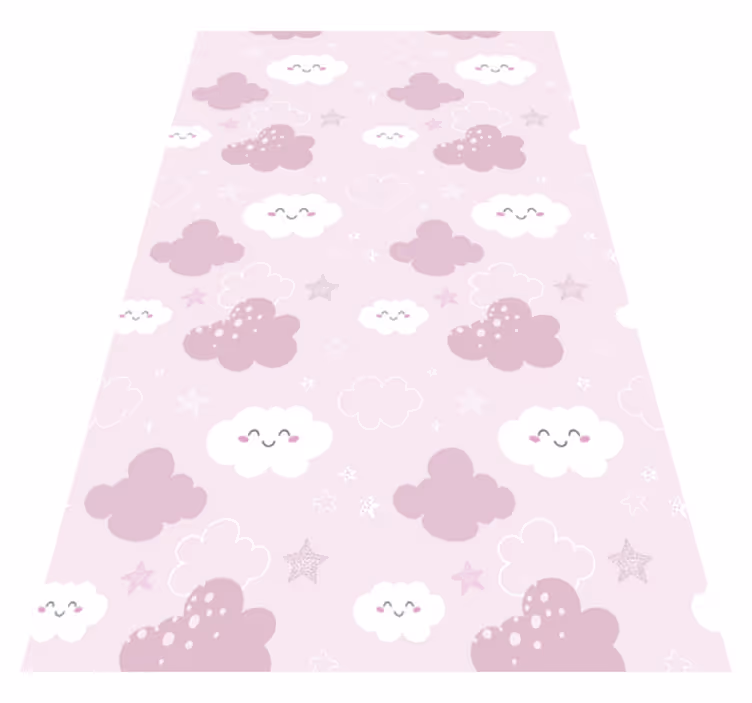 Tapis vinyle violet fond rose avec blanc heureux - TenStickers