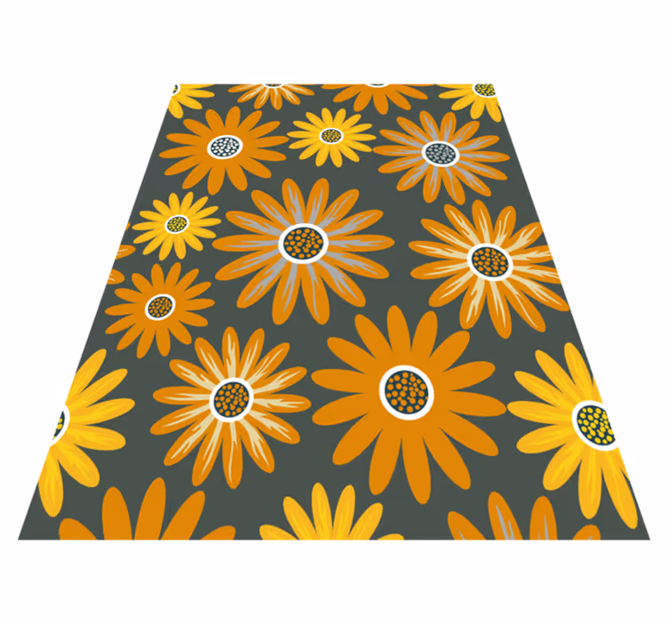 Tapis vinyle orange fleurs de marguerite orange - TenStickers