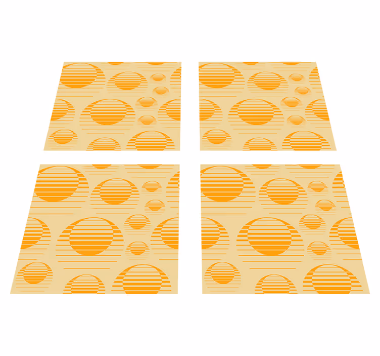 Tapis vinyle orange dessin rétro soleil - TenStickers