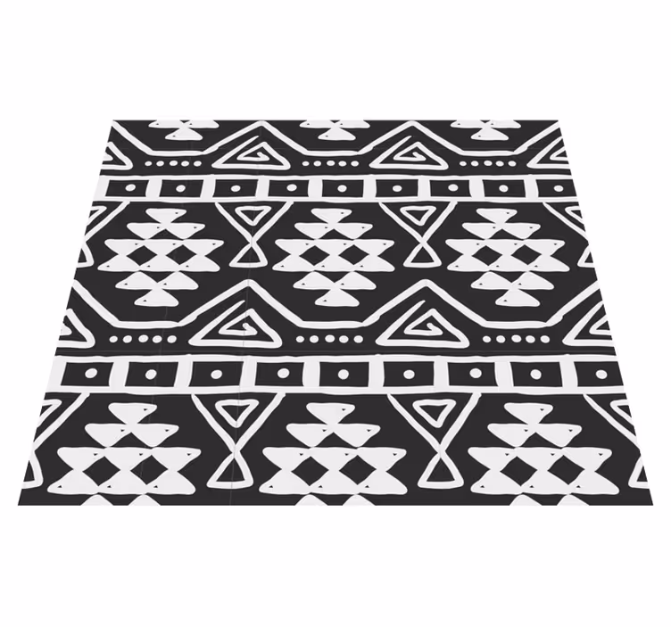 Tapis vinyle noir motif bohème noir et blanc - TenStickers