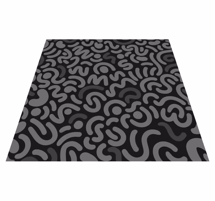 Tapis vinyle noir lignes arrondies abstraites - TenStickers