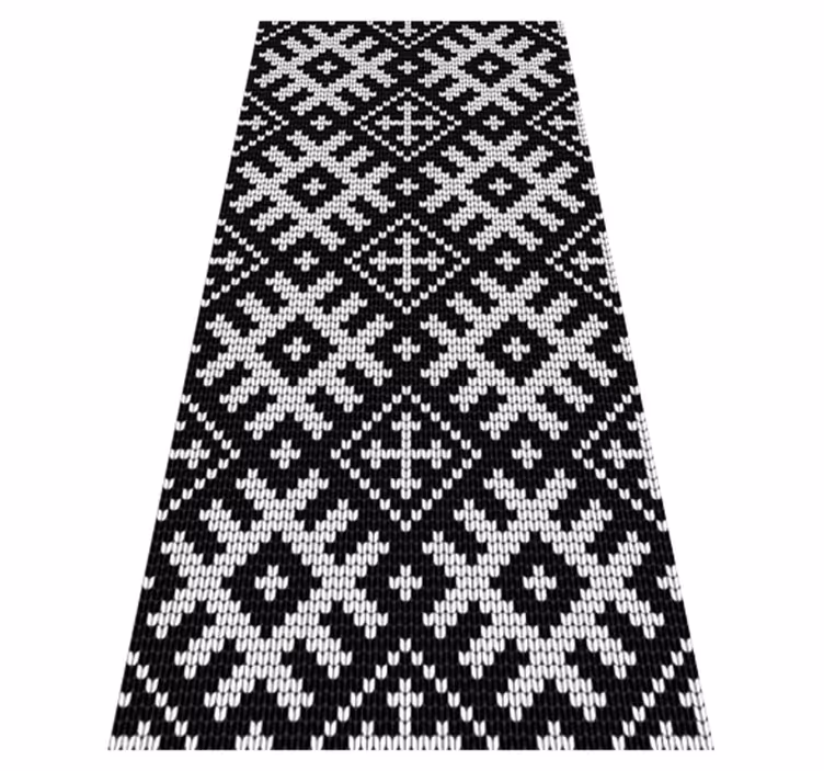 Tapis vinyle noir motif carrés entrelacés viking - TenStickers