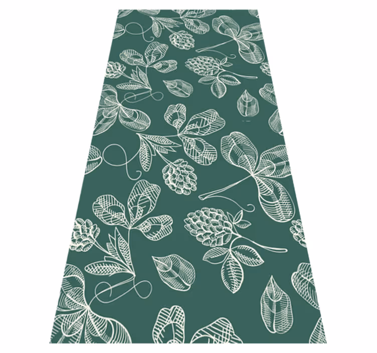 Tapis vinyle vert doodle de feuilles vertes - TenStickers