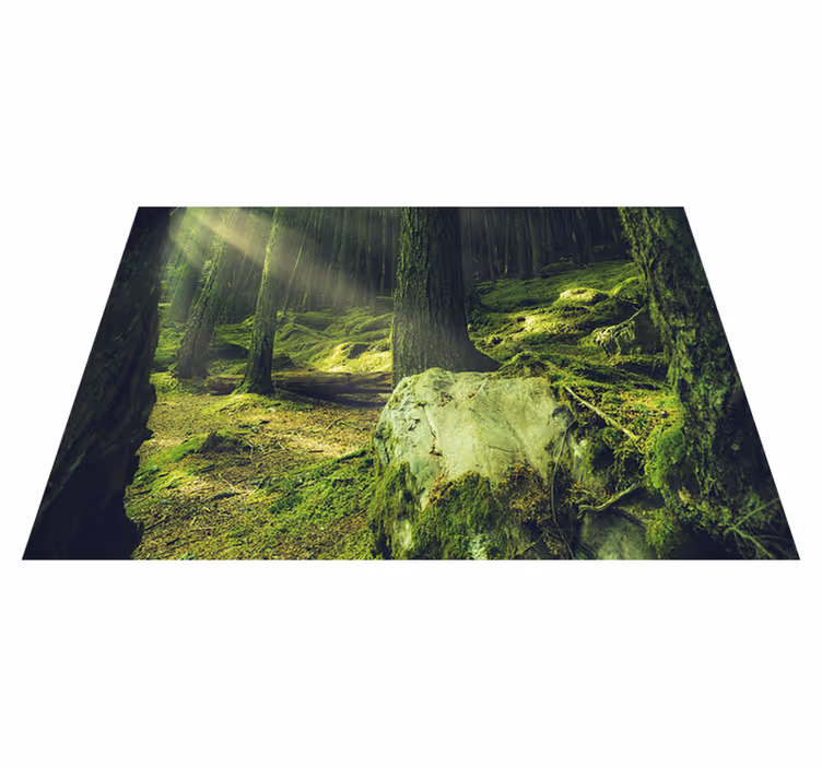 Tapis vinyle vert pierres couvertes de mousse forêt - TenStickers