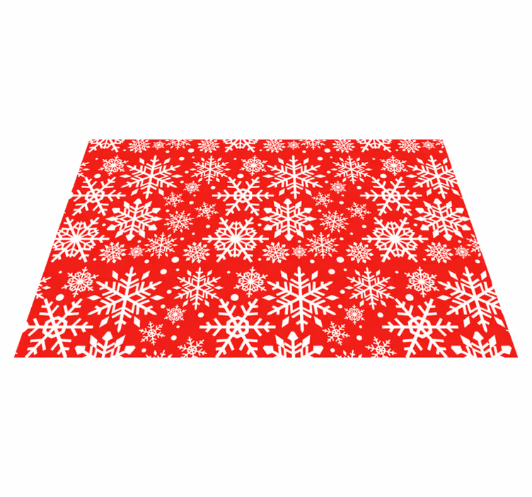 Tapis vinyle rouge flocons de neige rouges - TenStickers