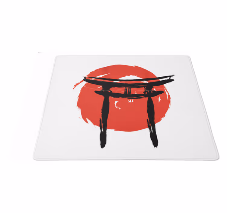 Tapis vinyle rouge portail japonais peint - TenStickers
