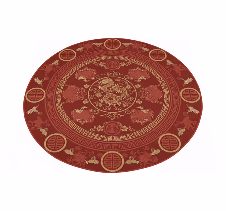 Tapis vinyle rouge motif vintage chinois - TenStickers